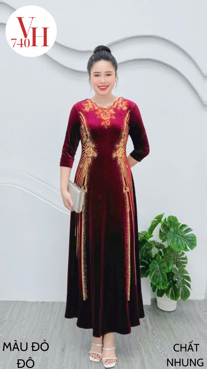 Đầm nhung cao cấp cho mẹ mặc đẹp làm sui gia, đi tiệc VH740